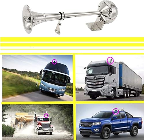 Miniatura 3 de cuerno eléctrico del coche 12V 165DB de un solo tubo 304 cuerno de acero inoxidable corneta bocina de barco eléctrico marino solo trompeta altavoz