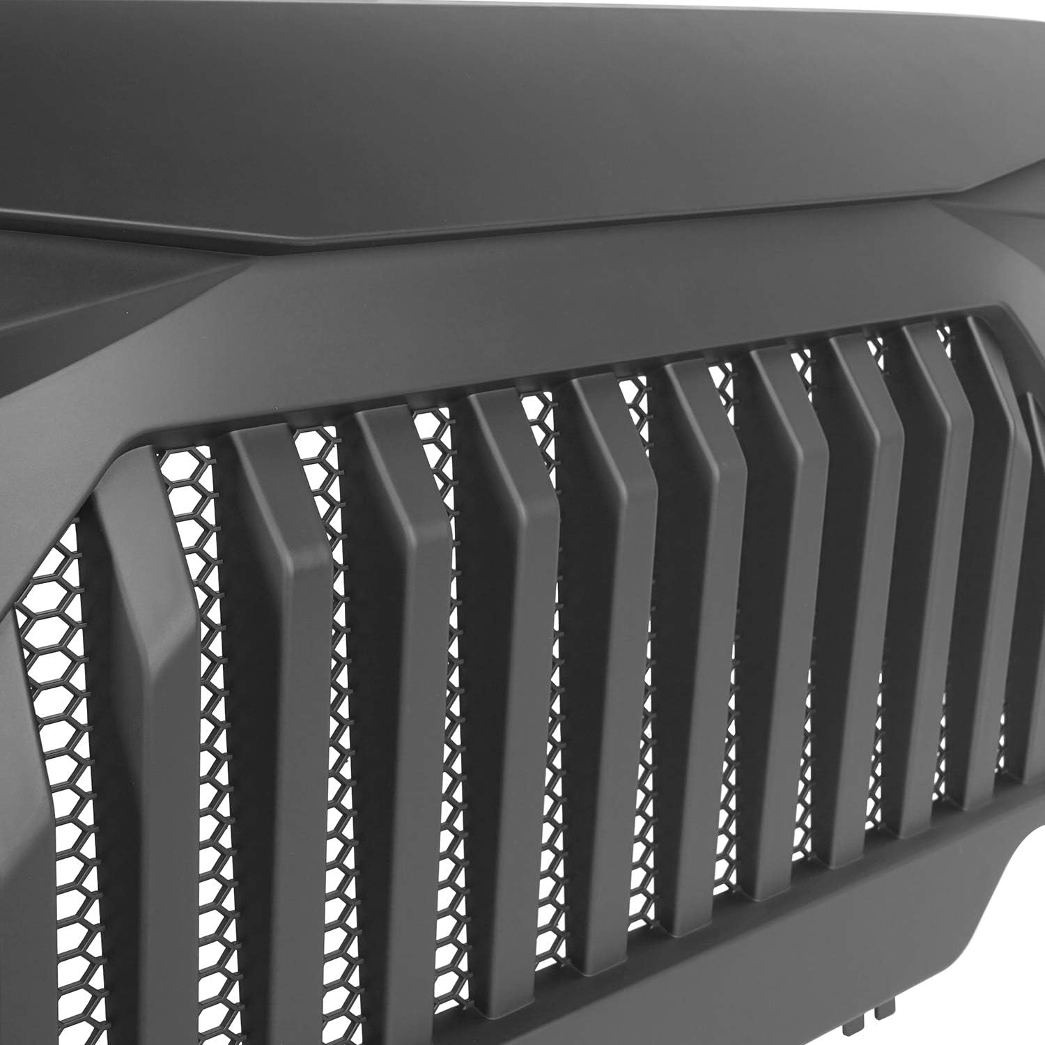 Hooke Road Wrangler TJ Grill Cover Front Vader Grille w/Mesh Inserts Compatible with Jeep Wrangler TJ LJ 1997-2006 (Angry Bird Matte Black)