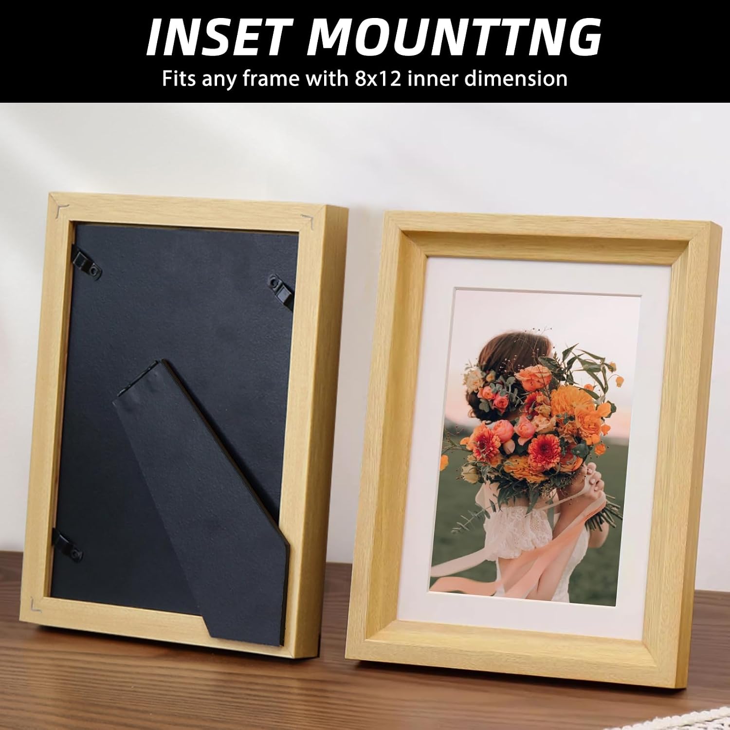 5 Pcs Black Easel Back for Picture Frame 8 x 12 Inch,Replacement Photo Frame Backing Board with Hinged Hangers for DIY Picture Frames, Art Tiles, Tabletop or Wall Display