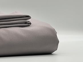 طقم ملاءات سرير مسطحة بلون فضي فاتح من موني هوم، مقاس كوين 2.40 × 2.20 متر، فضي باهت