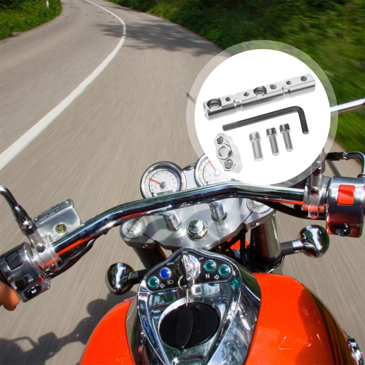 VOSAREA Motorcycle Mirror Extension Holder and Phone Mount Bracket, Cnc Aluminum Alloy Multi-functional Mirror Extender Bracket for Enhanced Safety on Motorbikes