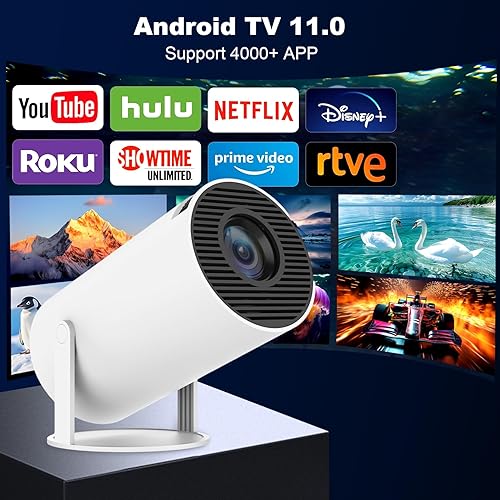 Miniatura 2 de Mini proyector, proyector portátil HY300, compatible con 4K 1080P con doble banda WIFI6 5G inalámbrico 5.0 Bluetooth Android 11, 180 giratorio,