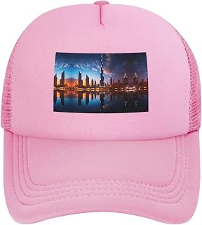Dubai Sidewinder Tower Black Breathable Quick Dry Baseball Cap - Adjustable Mesh Golf Cap, Outdoor Sports Sun Hat,