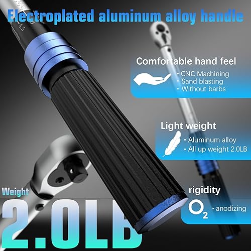 Miniatura 5 de NEBICALS Llave dinamométrica de clic de 72 dientes de 38 pulgadas de 100 ftlb de 10-100 pies15-135N.m de alta precisión para automóviles y