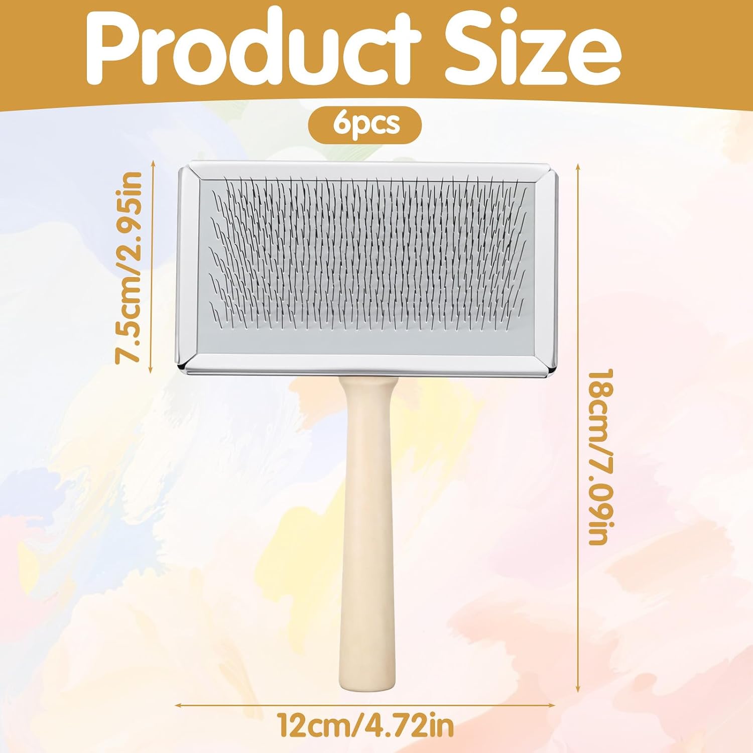 6 Pcs Wool Carders, Hand Carding Brushes for Needle Felting & Craft Projects, Wood & Stainless Steel Pet Grooming Tools, 7.09 x 4.72 Inch Large Size Fiber Blending Brushes