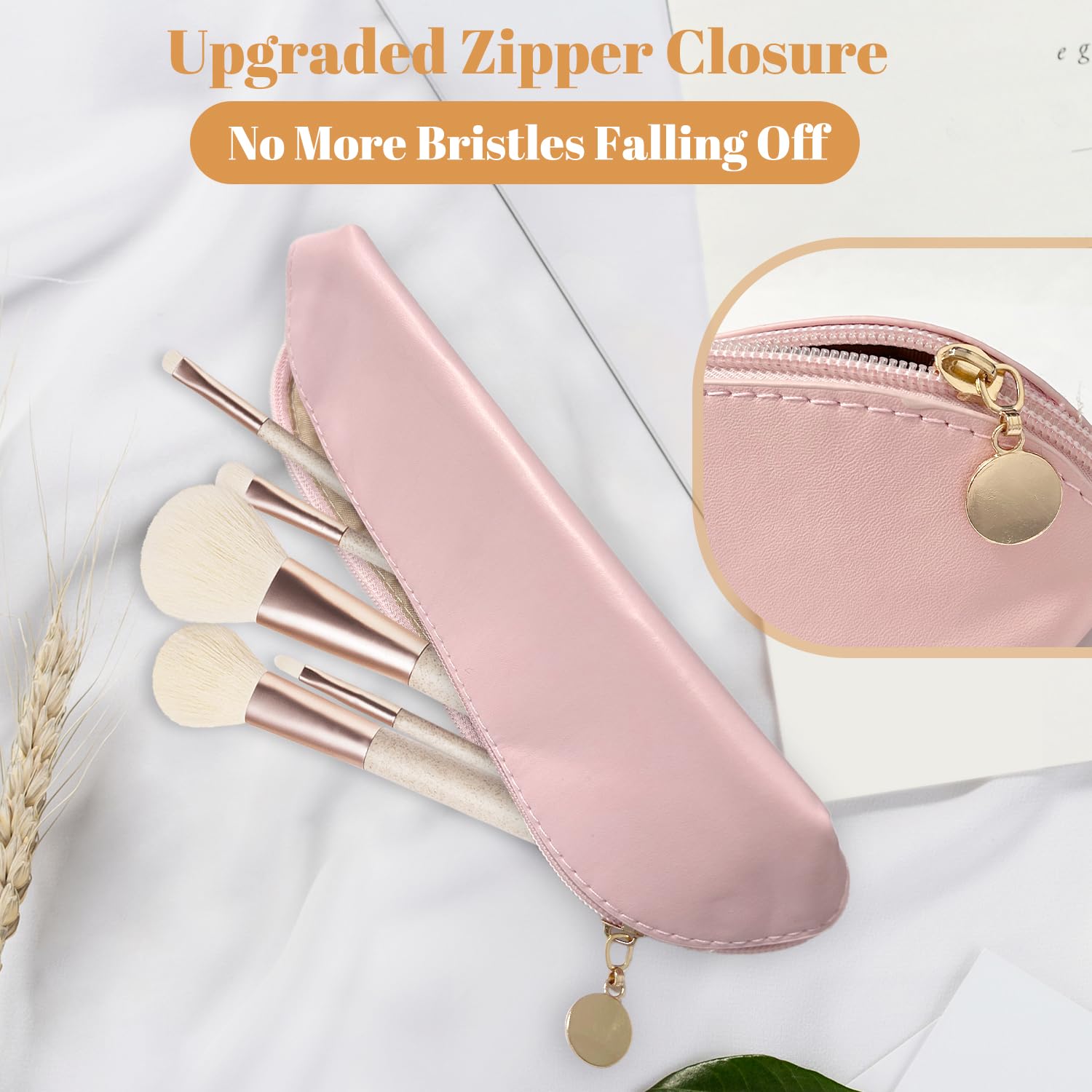 VLYX 3 PCS Makeup Brush Travel Bag Large PU Leather, Waterproof Cosmetic Organizer Zipper Pouch - Image 4