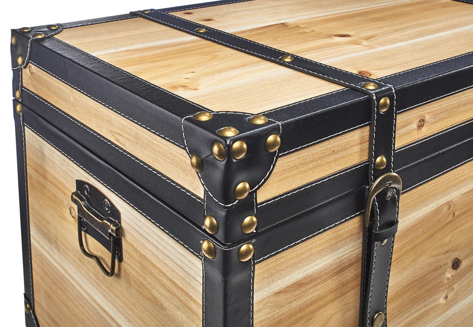 Kobolo Truhe Holztruhe FLORENCE mit Metalldetails und 70x35x38 cm