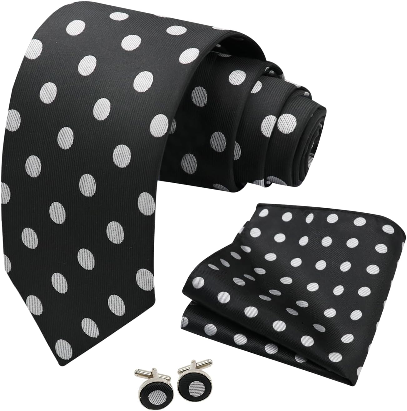 Luckyvestir Mens Tie Polka Dot Ties for Men, Silk Mens Ties and Pocket Square Set Formal Neckties Wedding Business
