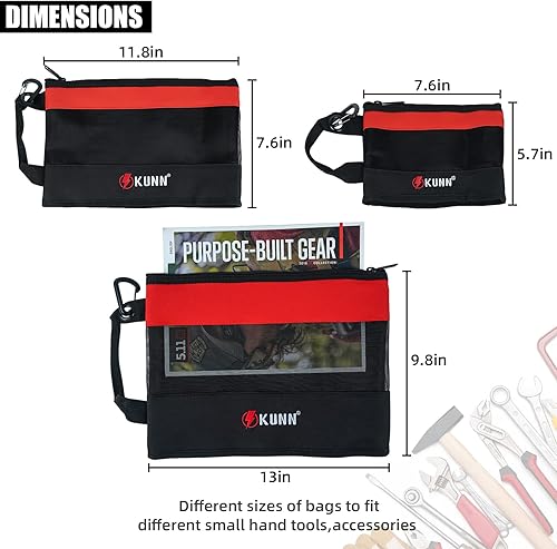 Miniatura 7 de KUNN Bolsa de herramientas para electricista con cinturón de cintura y pequeñas bolsas de herramientas, bolsa de lona con cremallera