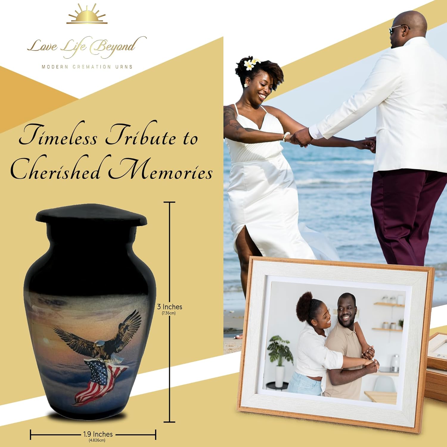 Small American Flag Eagle Cremation Urns for Human Ashes Adult Male & Female Patriotic Urns for Funeral Burial Memorial Keepsake Urns