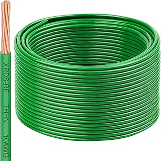 10 AWG THHN Stranded Bare Copper Wire 200FT Green Grounding Wire, Electrical Wire, 600V Rated Building Wire, Ideal for Pan...