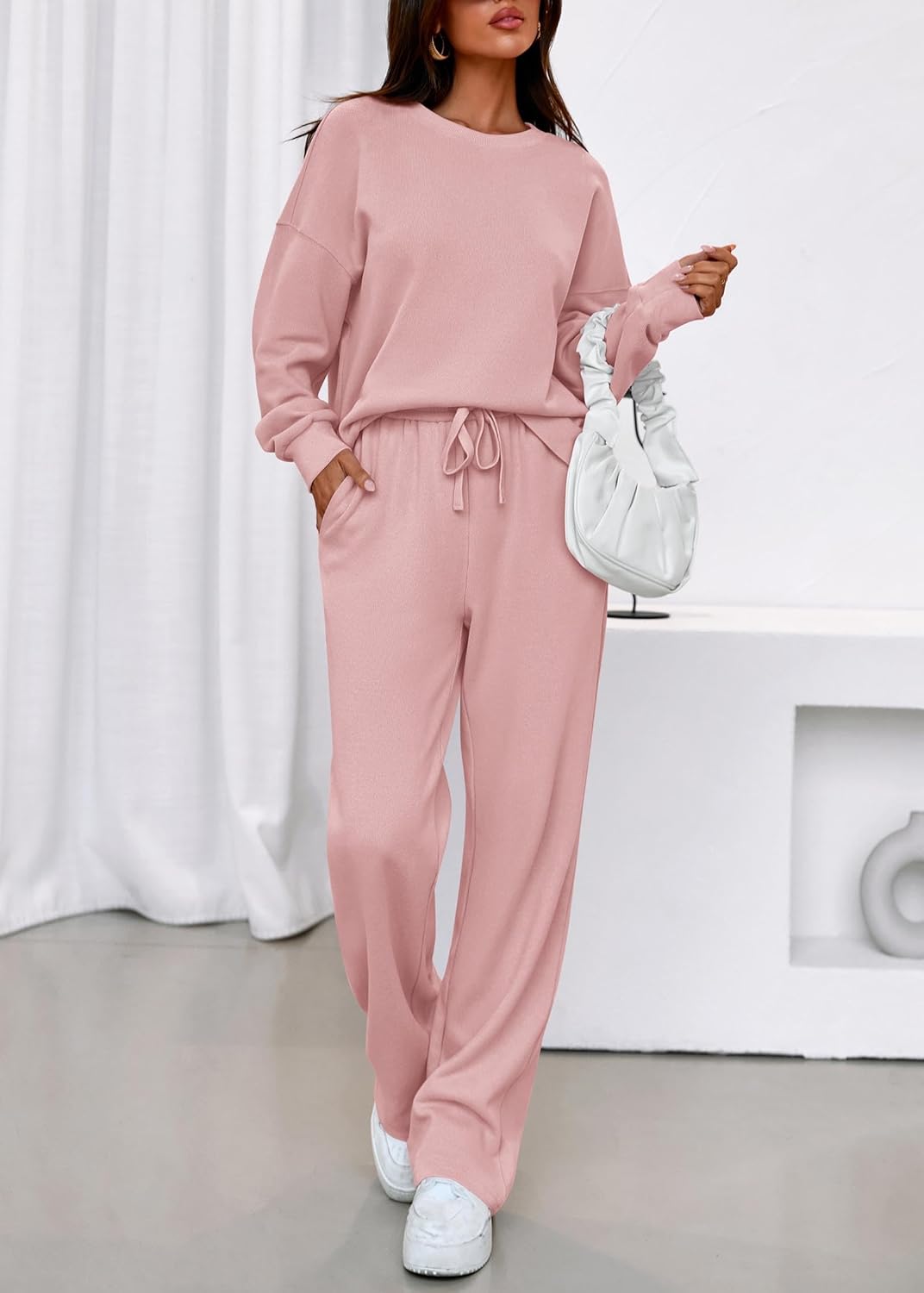 KIRUNDO Spring Fall Sweatsuits Women 2 Piece Outfit Lounge Sets 2026 Matching Airport Travel Sweatshirt Sweatpants Tracksuit - Image 4
