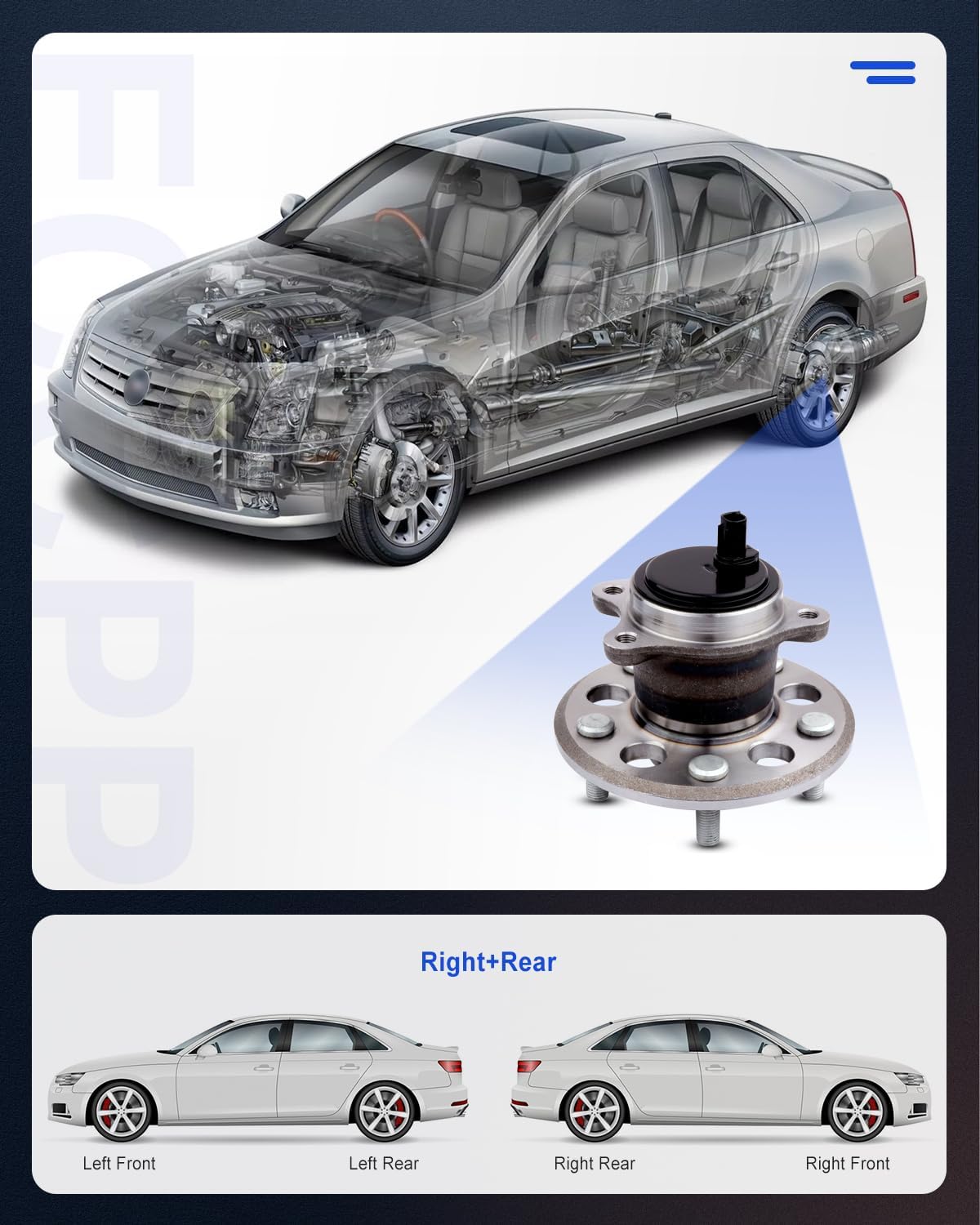 ECCPP Wheel Hub and Bearing Assembly Right Rear 512455 fit for Toyota Avalon 2013-2018,for Toyota Camry 2012-2017 5 Lugs Wheel Bearing Hubs with ABS 2pcs