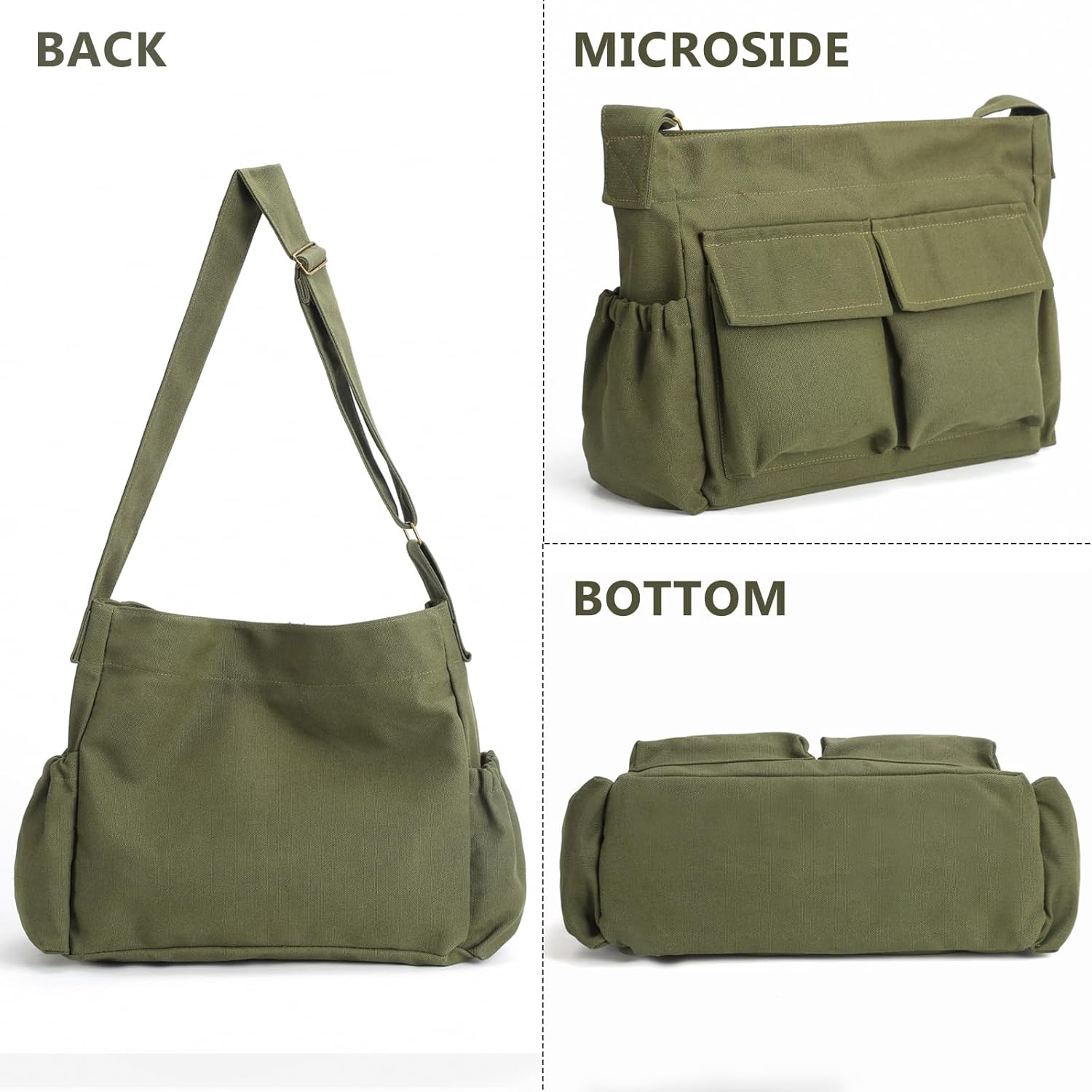 VODIU Canvas Messenger Bag Large Hobo Crossbody bags for Women,Men, Shoulder Tote Handbags with Laptop pocket - Image 7