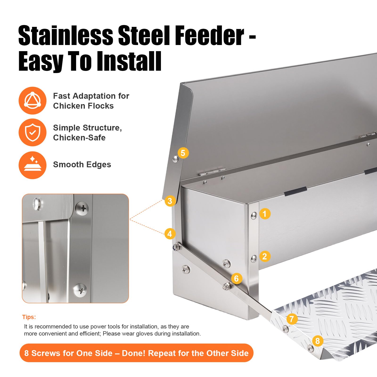 Comedero automático para pollos, comedero de aves de corral, sin residuos de metal, comedero de pedal con tapa resistente a la intemperie, comedero exterior para patos, bantamos, faisanes, 6