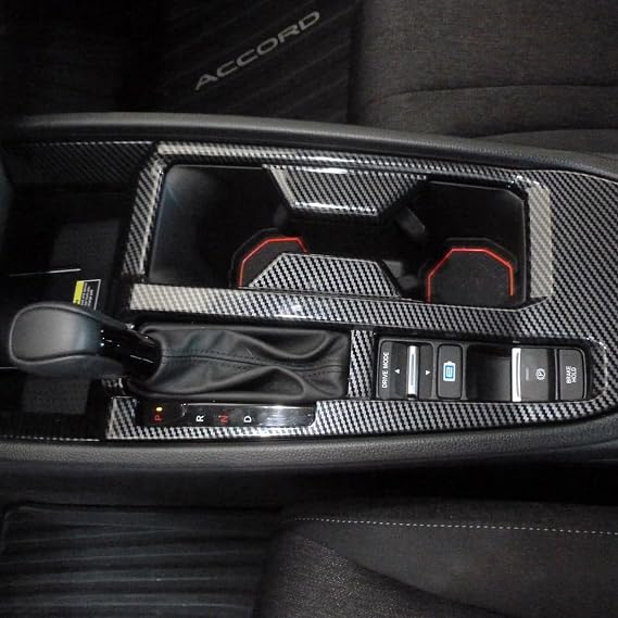 Interior Trims Gear Shift Panel Center Console Cup Holder Cover Frame Accessories for Honda Accord 2023 2024 2025 2026(Carbon Fiber Print)