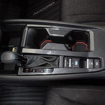 Interior Trims Gear Shift Panel Center Console Cup Holder Cover Frame Accessories for Honda Accord 2023 2024 2025 2026(Carbon Fiber Print)