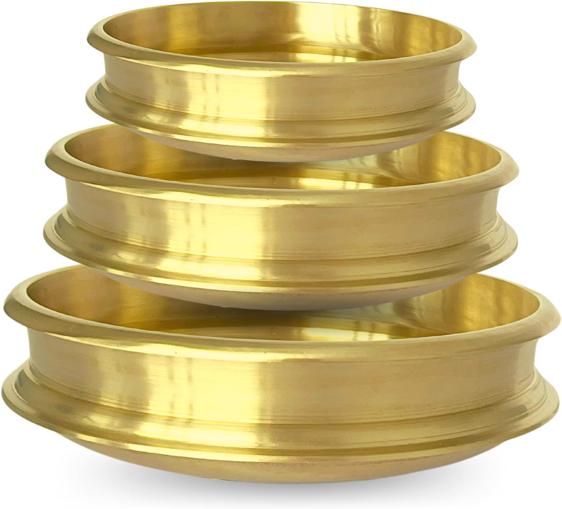 NUTRION Bronze Uruli Combo Set of 3 – Authentic Handcrafted Kerala Cookware & Decorative Bowls (8″/800 ml, 9″/1.8 L, 10″/3 L) for Cooking, Serving, Pooja & Home Décor