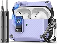 Vista 26 de Compatible con AirPods Pro 2ª/1ª generación, estuche con cierre magnético automático y kit de limpieza, compatible con funda Magsafe - Negro