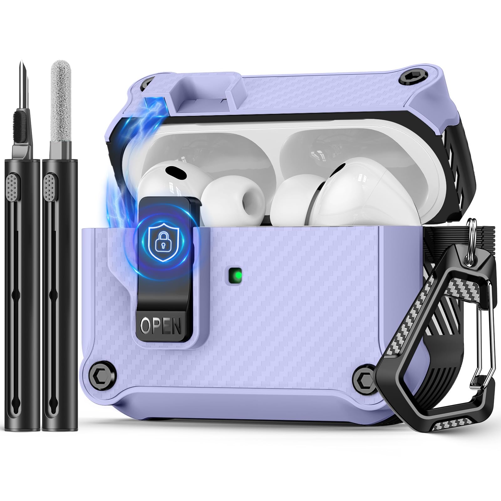 Pohgelan Compatible with AirPods Pro 3 Case Carbon Fiber Texture(Purple)