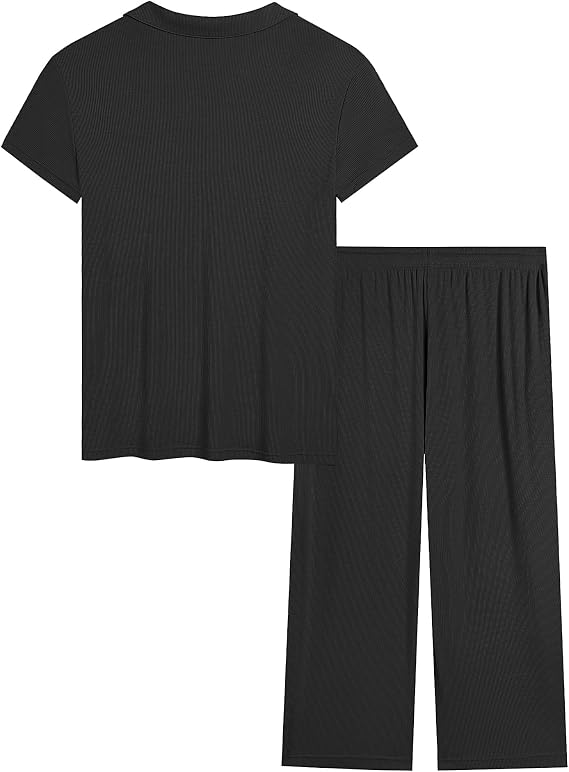 Joyaria Cooling Pajamas Bamboo Viscose Ribbed Moisture Wicking PJ Set S-XXL