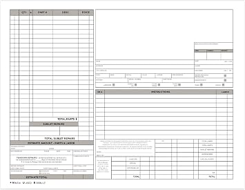 Auto Repair Check 3-Part Carbonless Invoice Form Pad / 50 Carbon Copy Sets / 8.5" x 11" Automotive Vehicle Mechanic Purchase Sales Receipt Book Forms
