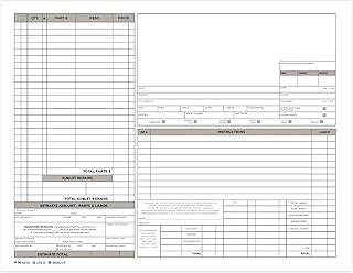 Auto Repair Check 3-Part Carbonless Invoice Form Pad / 50 Carbon Copy Sets / 8.5" x 11" Automotive Vehicle Mechanic Purchase Sales Receipt Book Forms