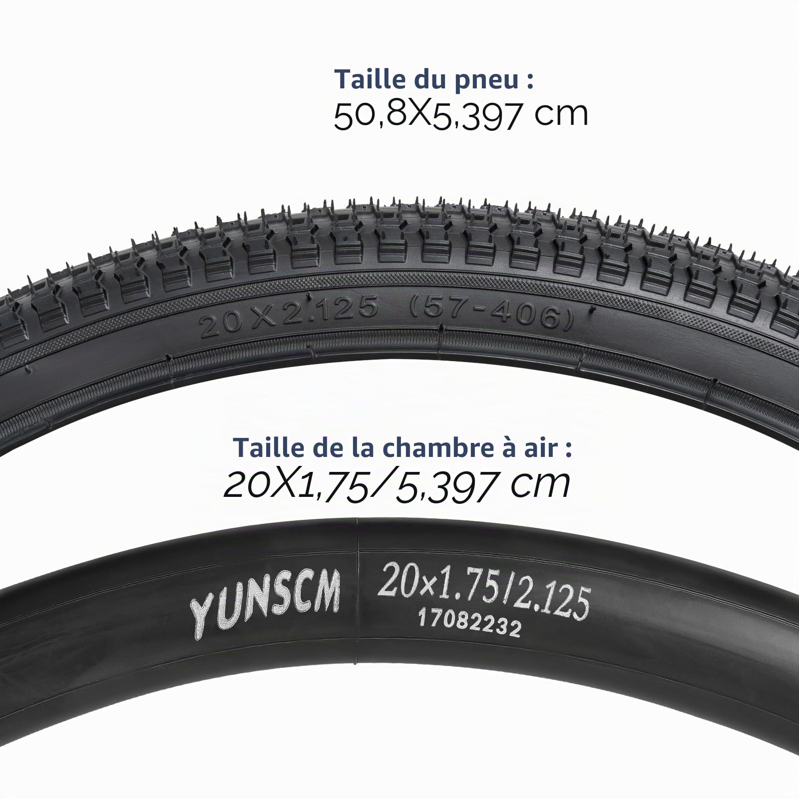 YUNSCM 2-PCS 20 Pouces Vélo pneus 20x2.125/57-406 and 20 Pouces Vélo Chambre à air Schrader Valve Compatible with 20x2.0 20x2.125 20x2.15 Vélo Bike pneus and Chambre à air (Y-1208)