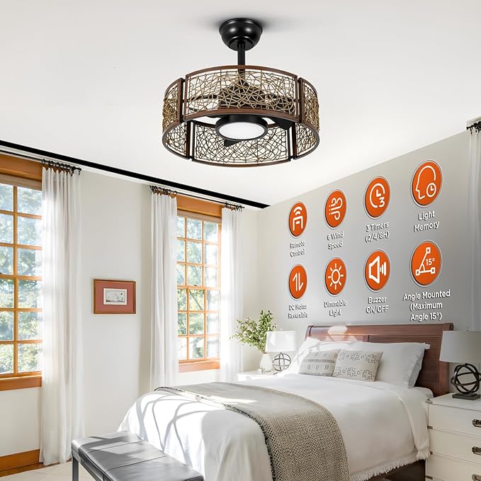 Ventilador de Techo 20 Pulgadas con Luz LED Dimmable y Contr miniatura 2