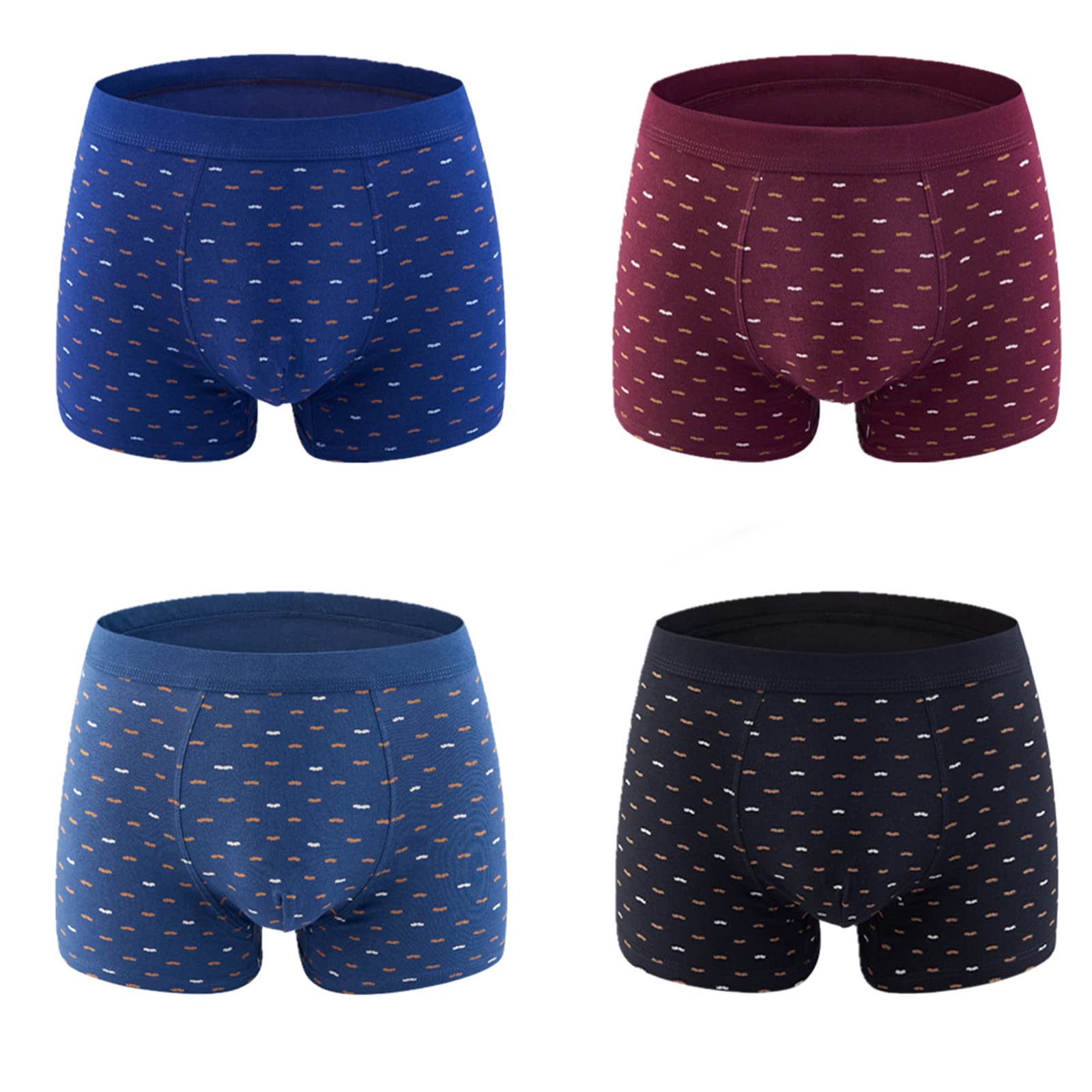 Calzoncillos Hombre Calzoncillos del Boxeador De Color De La Ropa Interior De Los Hombres De Algodón Puro Sin Costuras Laterales 4 Piezas