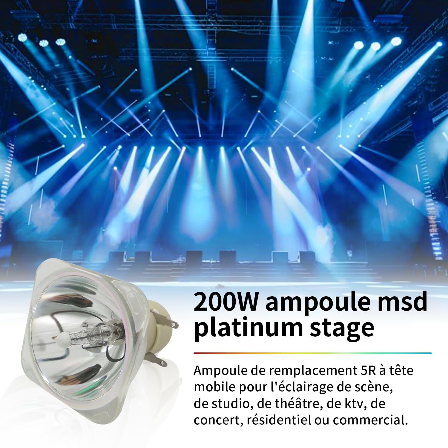 MSD Platinum Beam 200W 5R Lamp per Luce a fascio con testa mobile, Lampada 5R 200W per Teste Mobili Luci dj, Lampada da Palcoscenico Elettroniche Lampadina 200W Lampadina di ricambio