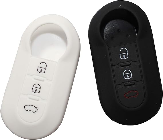 YLC Silicone Car Key Cover, Car Key Protection Case Skin Jacket for Fiat 500 500C Panda Stilo Punto Doblo Grande Bravo Kasten Ducato Minibus etc. 3 Buttons (Black)