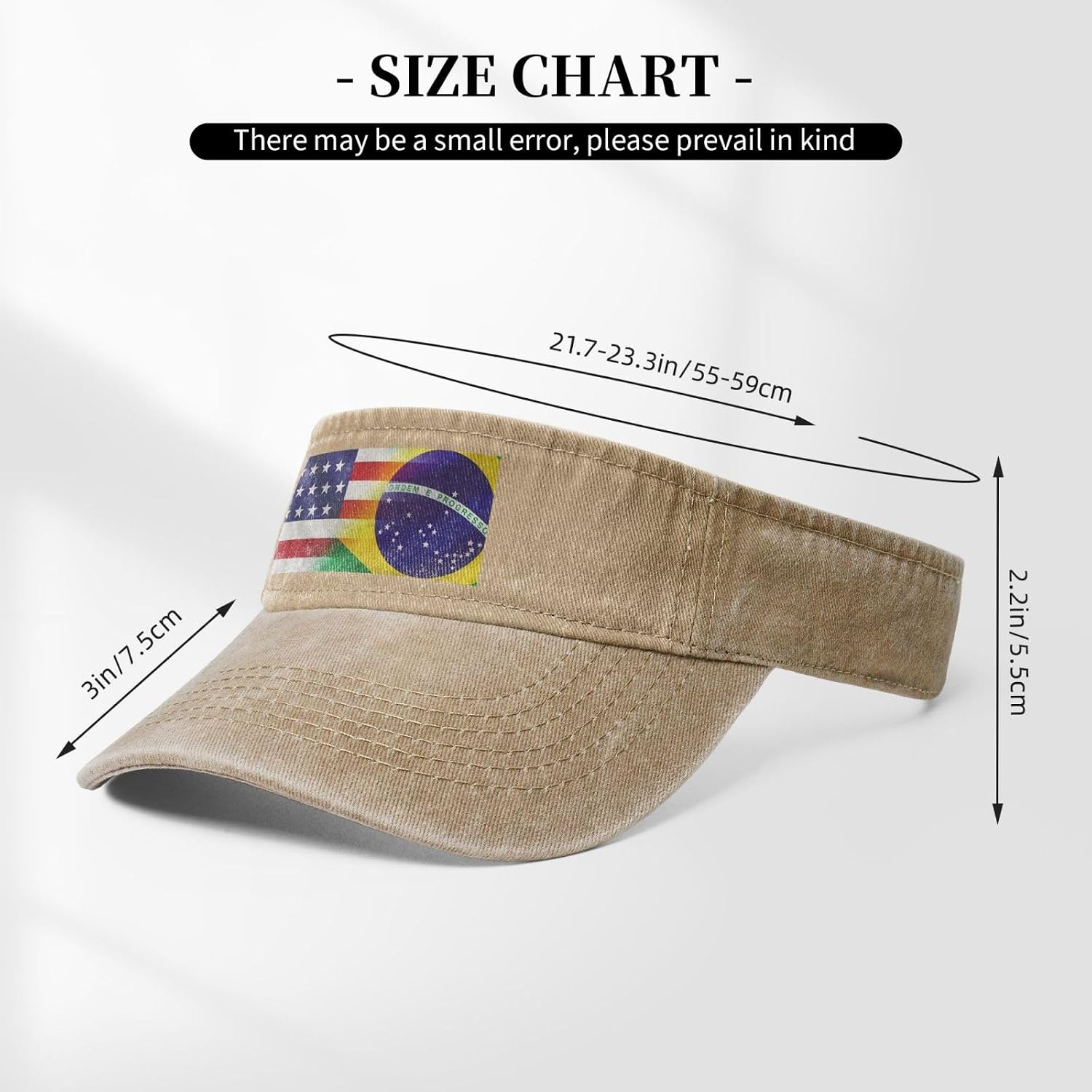 American and Brazilian Flags Print Sport Sun Visor Hats Cotton Ball Caps Empty Top Baseball Sun Cap for Men Women