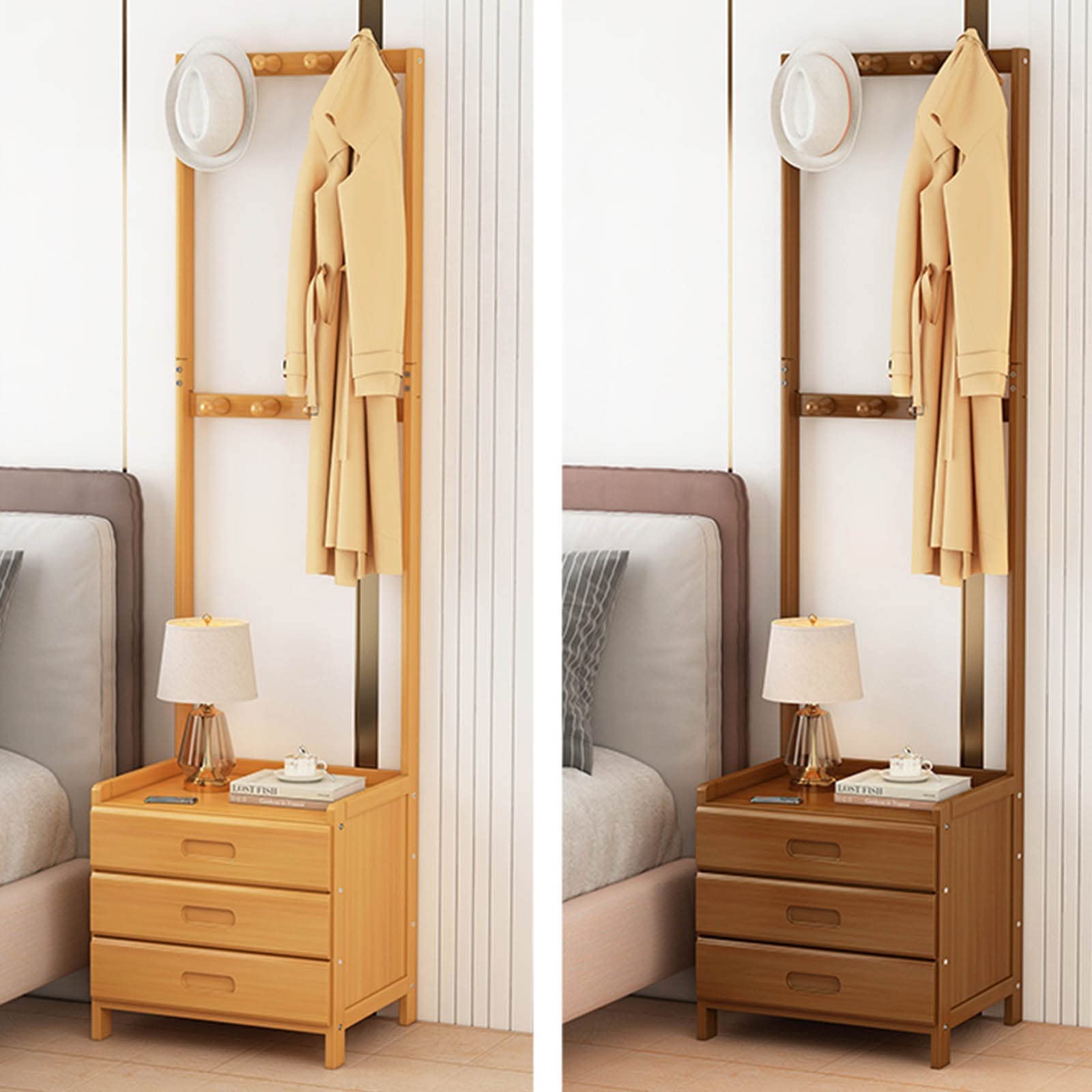 SAeWare Appendiabiti da pavimento, appendiabiti multifunzionale per camera da letto, per appendere vestiti, sciarpe, cappelli, borse all'aperto, ampio spazio di archiviazione, giallo, 42 x 165 cm