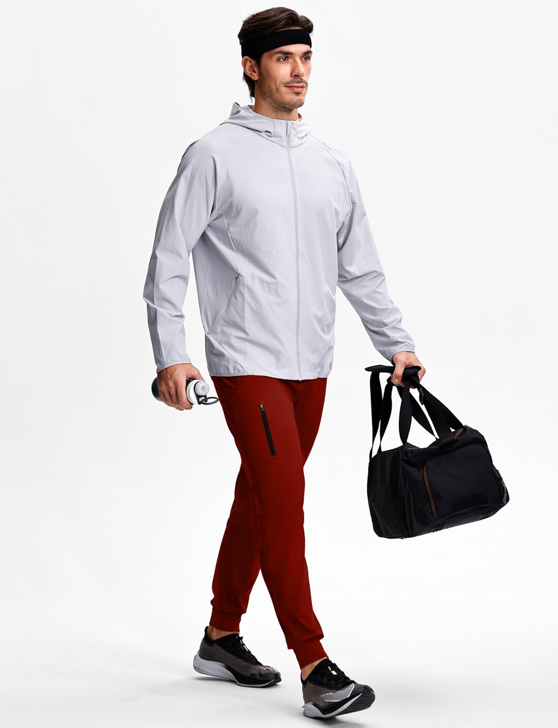 GGJ Men's Athletic Joggers with Zipper Pockets Stretch Tapered Running Sweatpants Gym Jogging Workout Pants for Men - Image 6