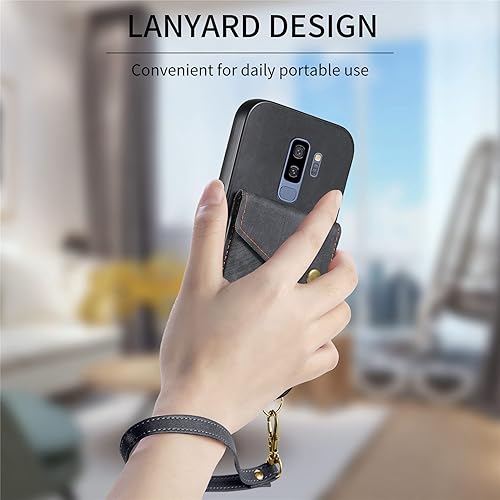 Miniatura 6 de Asuwish Funda de teléfono para Samsung Galaxy S9 Plus con protector de pantalla de vidrio templado y correa para la muñeca, soporte para tarjeta de