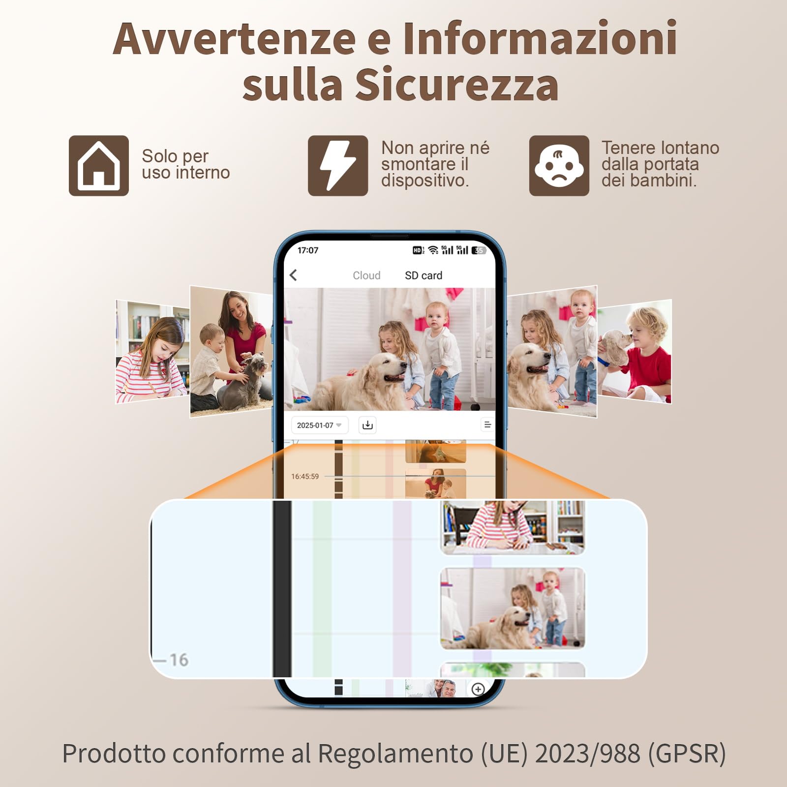 Alaga Telecamera di Sicurezza Interna 2K, Rilevamento AI di Persone e Animali, Wi-Fi 2.4/5 GHz, Rotazione 360°, Visione Notturna, Audio Bidirezionale, Compatibile con Alexa & Google (3 Mesi Cloud)