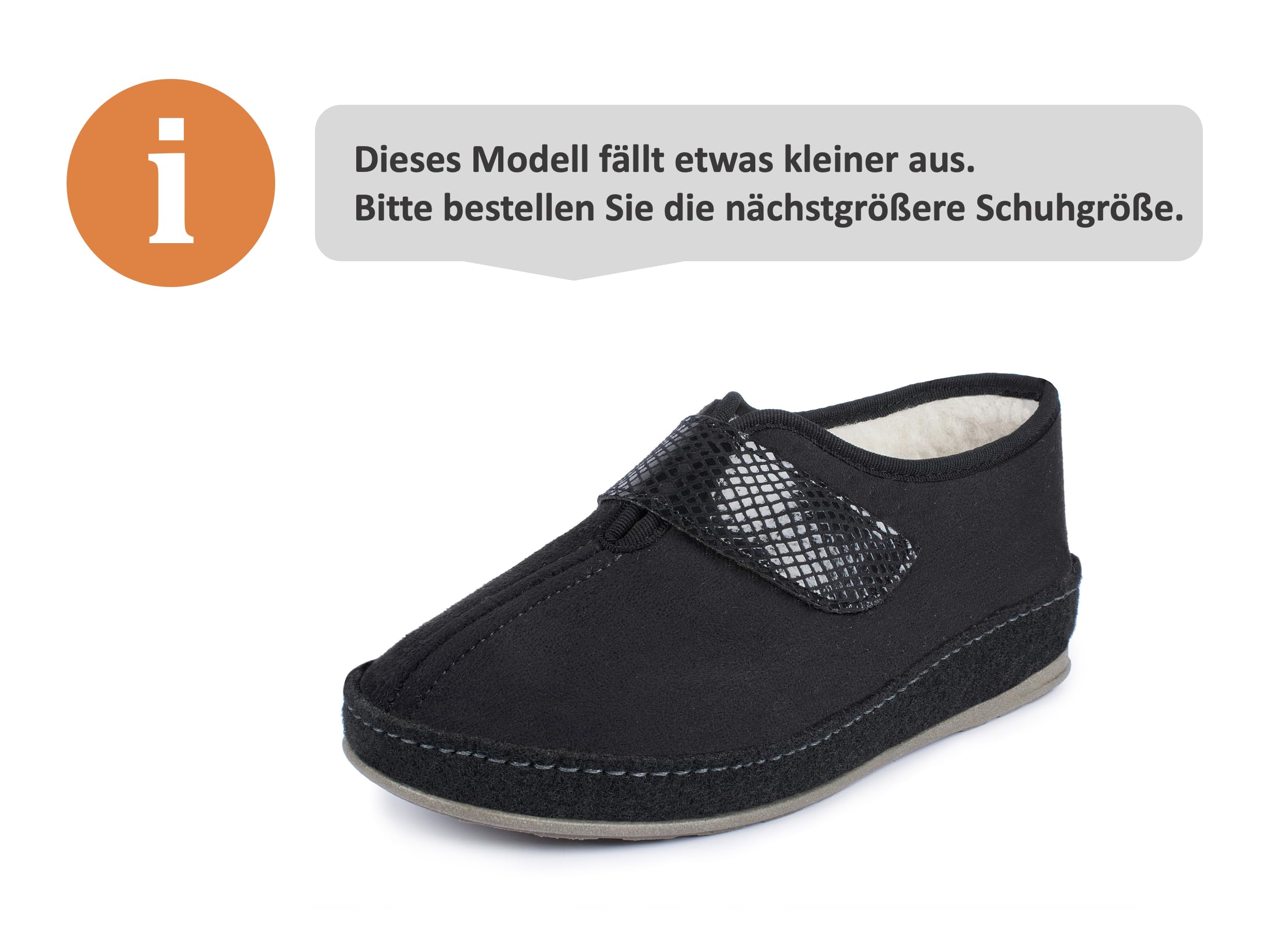 SCHAWOS Damen Filz-Hausschuh 2063 mit Schurwolle und Klettverschluss