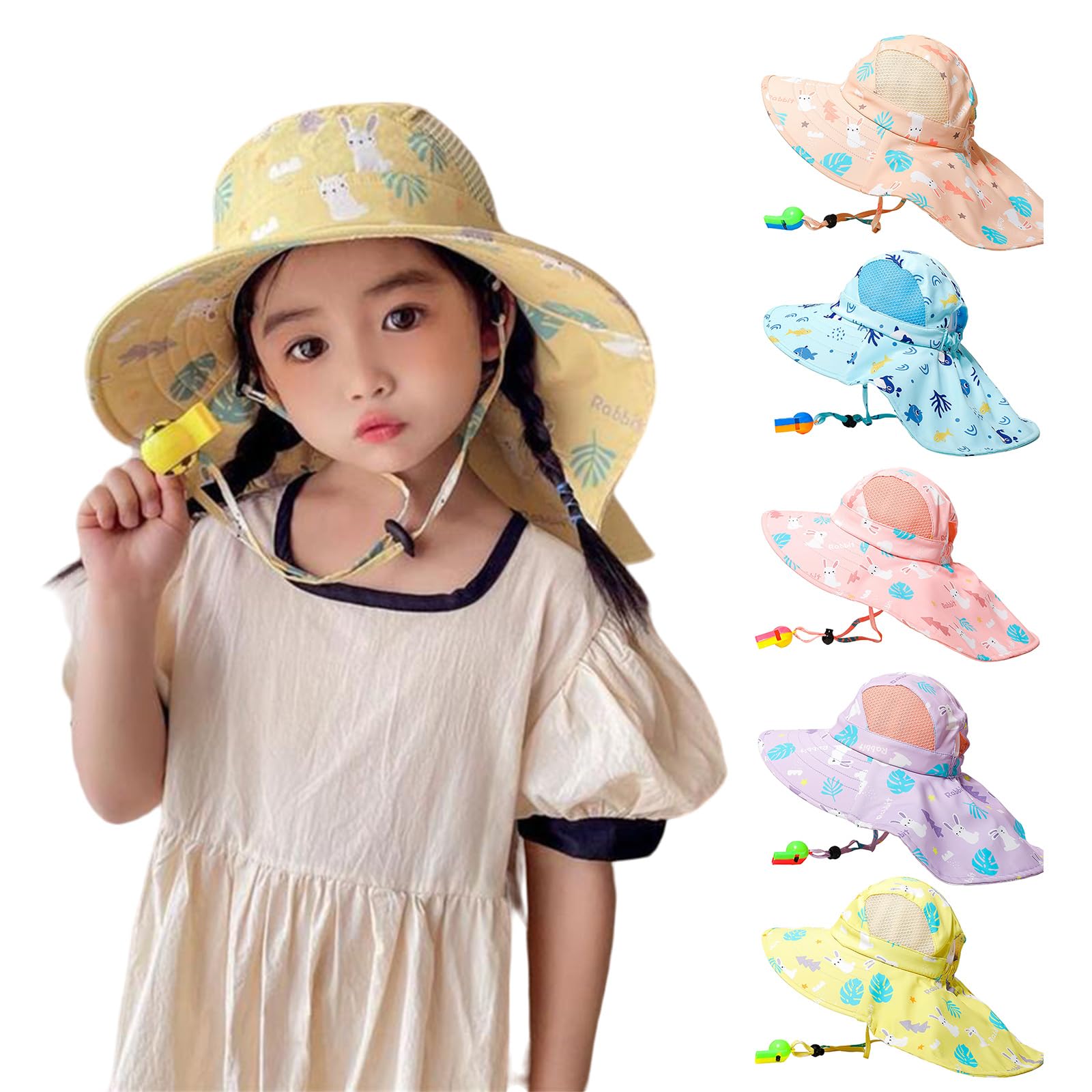 Kids Bucket Hat Outdoor Travel Sunhat Foldable & Breathable Sun Protections Beach Caps for Infants 3-10Y with