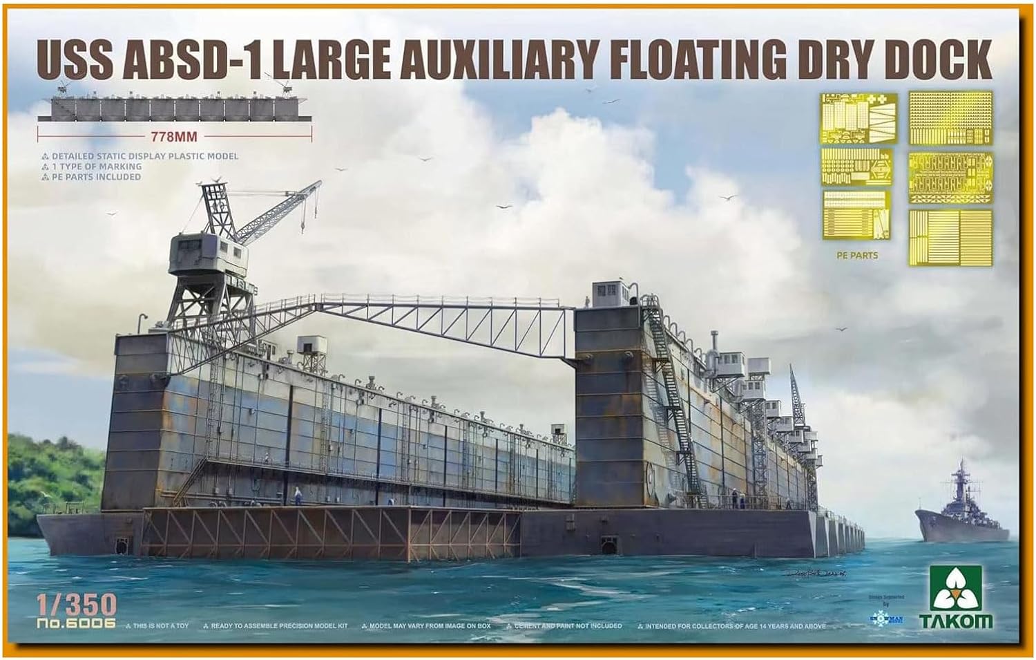 タコム(TAKOM) Tacom TKO6006 1/350 US Navy ABSD-1 Split Floating Dock Plastic Model Molded Color