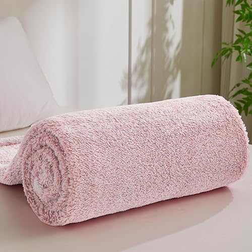 Miniatura 6 de Exclusivo Mezcla Manta de felpa de forro polar tamaño King, súper suave, esponjosa y gruesa para cama de viaje y sofá (rosa mezclado, 90 x 104