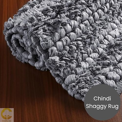 Miniatura 3 de Comfy-co Alfombra de área de granja  Alfombra de trapo hecha a mano  Alfombra antideslizante para dormitorio, sala de estar, cocina, dormitorio,