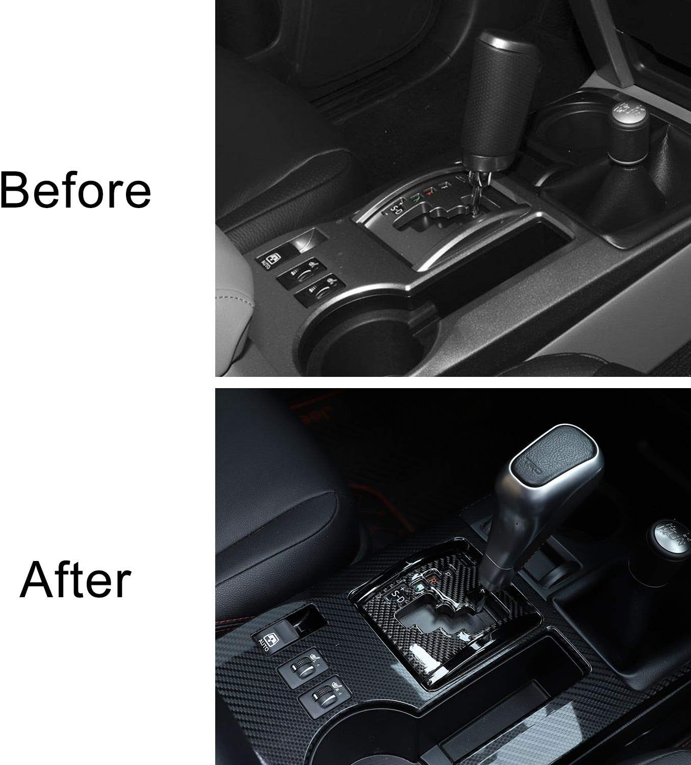 Voodonala for 4Runner Real Carbon Fiber Gear Shift Shifter Transmission Gearstick Selector Lever Panel Trim for 2010-2026 Toyota 4runner Interior Accessories, 1pc