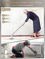 Vista 2 de Cepillo eléctrico giratorio, cepillos de limpieza para uso doméstico, cepillo de ducha con 7 cabezales de cepillo reemplazables, limpiador eléctrico