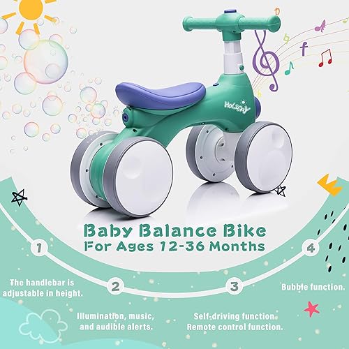 Miniatura 8 de Bicicleta de equilibrio para bebés con máquina de burbujas para niños de 1 año, bicicleta de equilibrio para niños de 4 ruedas con fabricante de