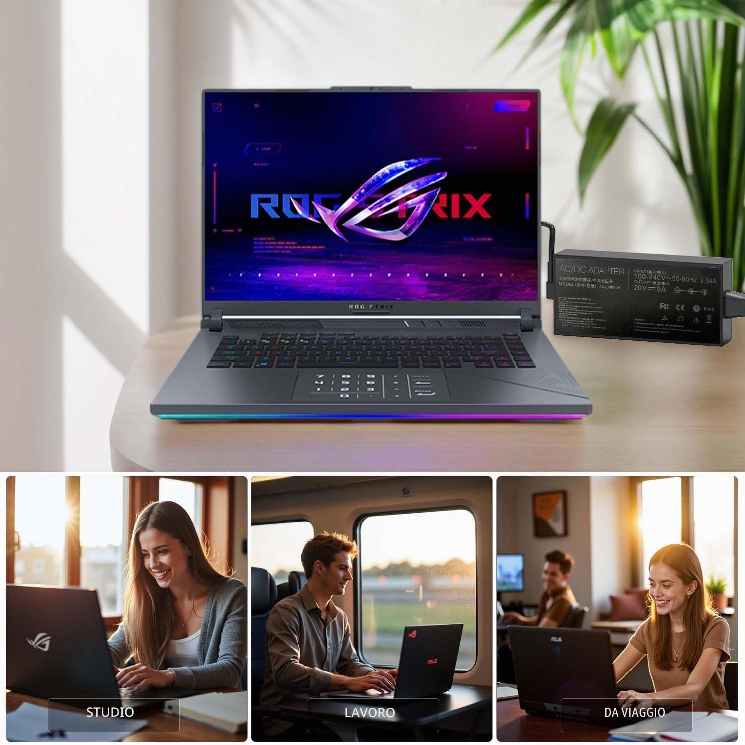 Alimentatore AC da 180 W, 20 V, 9 A, compatibile con Asus ADP-180 TB H ROG Zephyrus G14 G15 GA401 GA502 A15 A17 TUF Gaming F15 F17 FX505 FX505D FX505G FX506L FX505DD Laptop 505DT Adattatore di