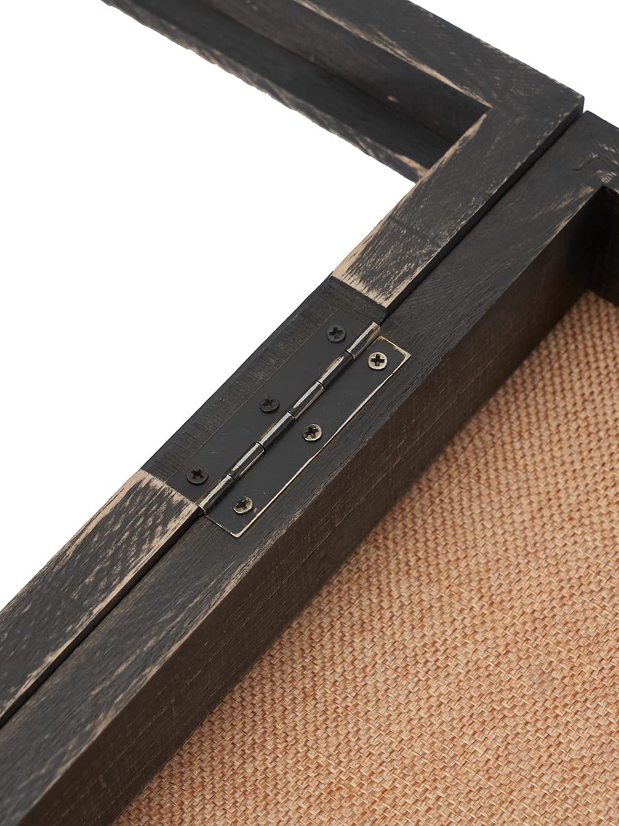 Extra Large Shadow Box 20x20, Square Shadow Boxes Display Cases with Hinged Door, Big Memorial Display Box for Weddings Bouquet Flowers Jersey - Weathered Black