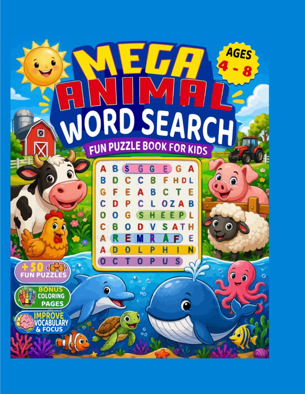Mega Animal Word Search: Fun Puzzle Book For Kids