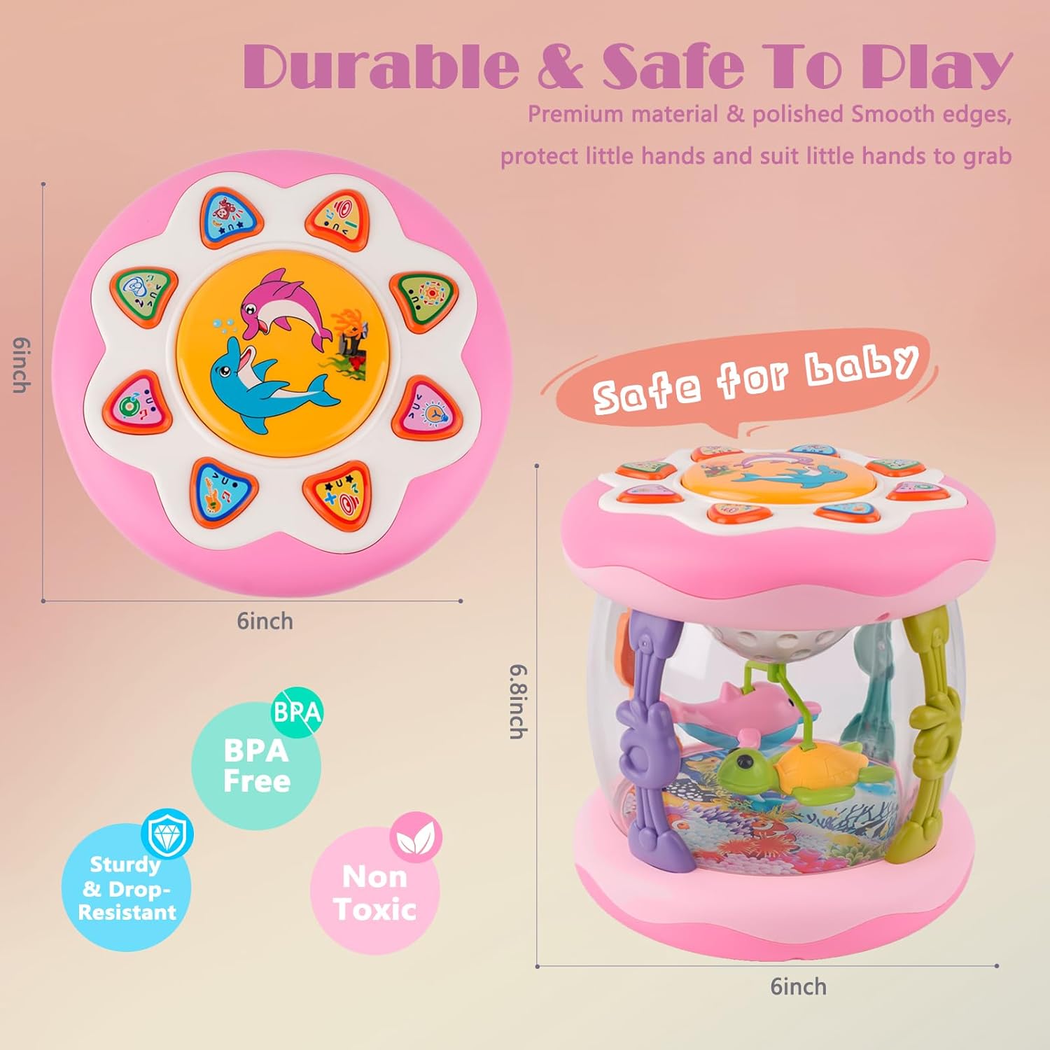 Baby Toys 0-6 Months, Newborn Aquarium Ocean Rotating Projector Music Light Up Toy, Tummy Time Infant Toys for 0-3 4 5 6 7 8 9 10 11 12 Months, Crawling Toys for 1 Year Old, Baby Birthday Shower Gifts