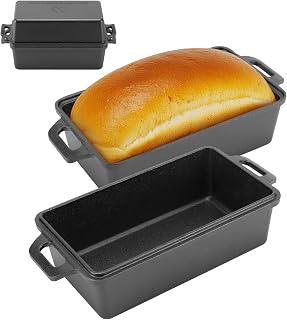 Northriver Casting 9x5 Cast Iron Loaf Pan with Lid - Pre-Seasoned 2-Piece Set for Sourdough Bread, Meatloaf, Cakes
